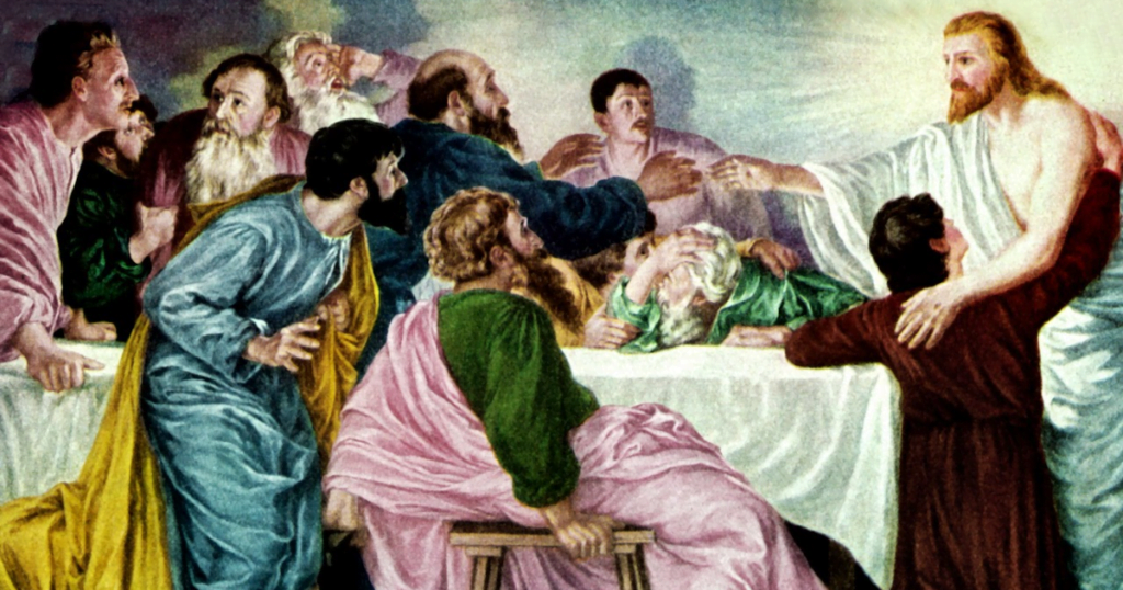 Jesus and disciples in the Upper room